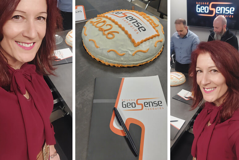 Η Δώρα Αγγελοπούλου στην κοπή πίτας της GeoSense, γιορτάζοντας 10 χρόνια κοινής πορείας